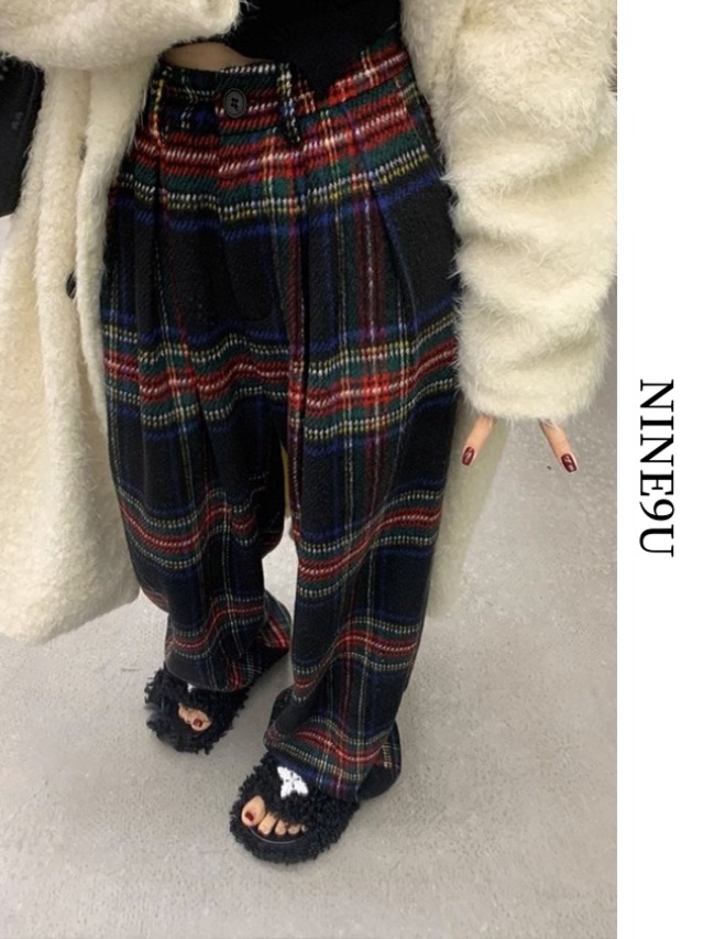 Vintage Wide Check Pants