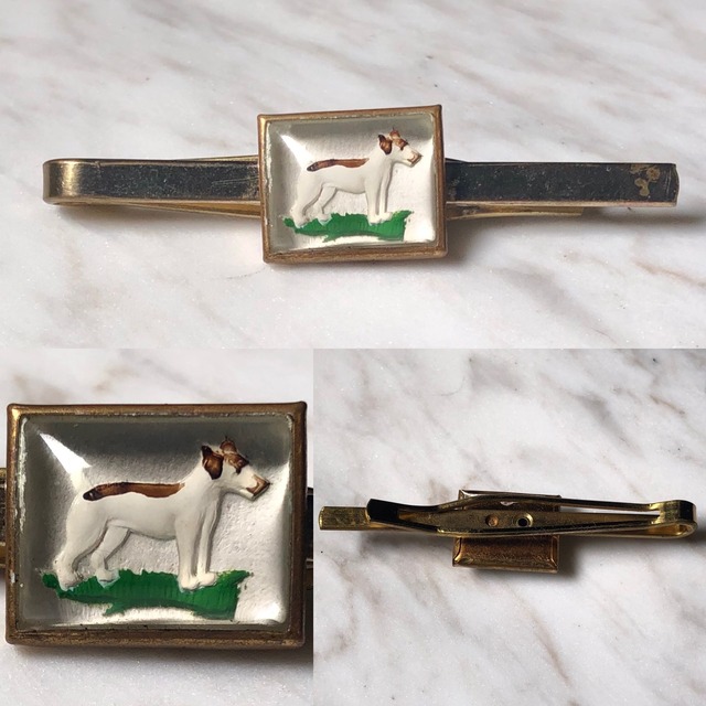 vintage dog motif metal tie-pin