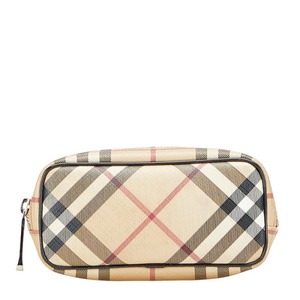 バーバリー ノバチェック ポーチ 小物入れ ベージュ マルチカラー PVC レディース BURBERRY 【中古】