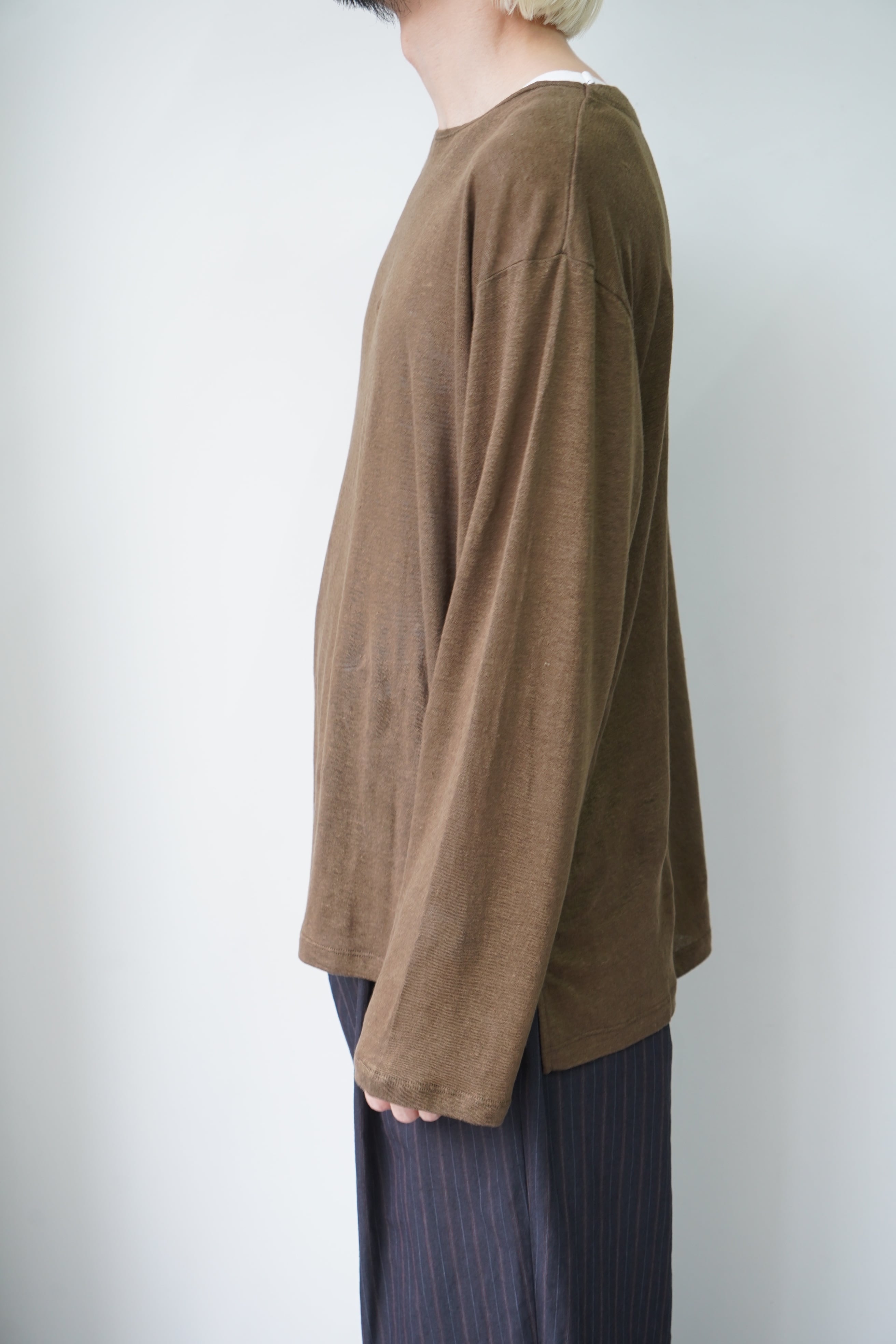 MAATEE&SONS / LINEN L/S BOAT TEE (KHAKI) | LiNN