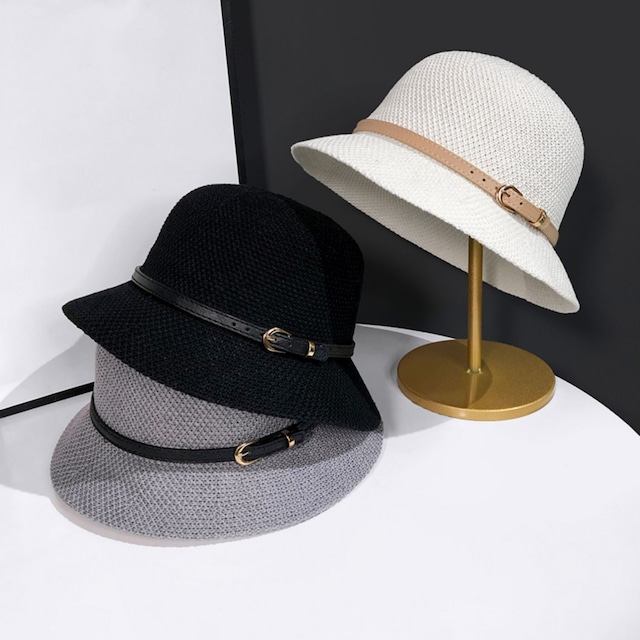 全6色/Leather belt straw hat　B439