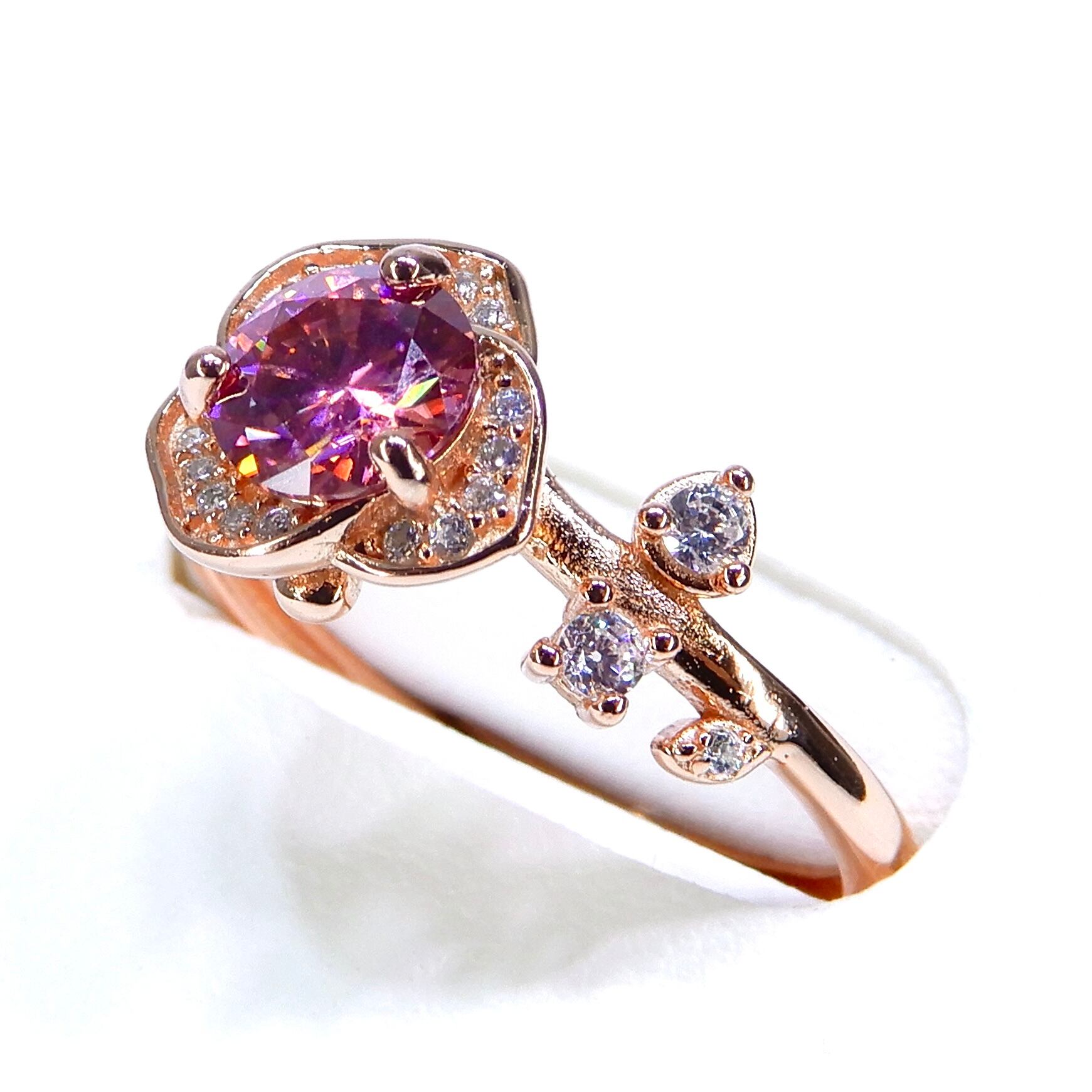 Rose Ring♦︎モアサナイト(ピンク)♦︎PGカラー《0140》