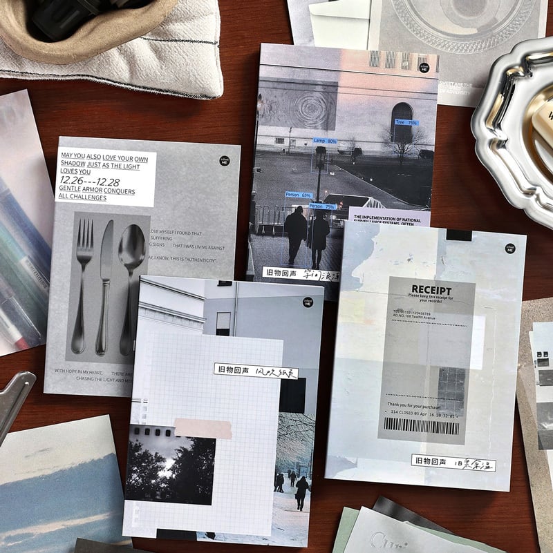 paper-0095|コラージュ デザインペーパー 25枚入|手帳デコ コラージュ 素材