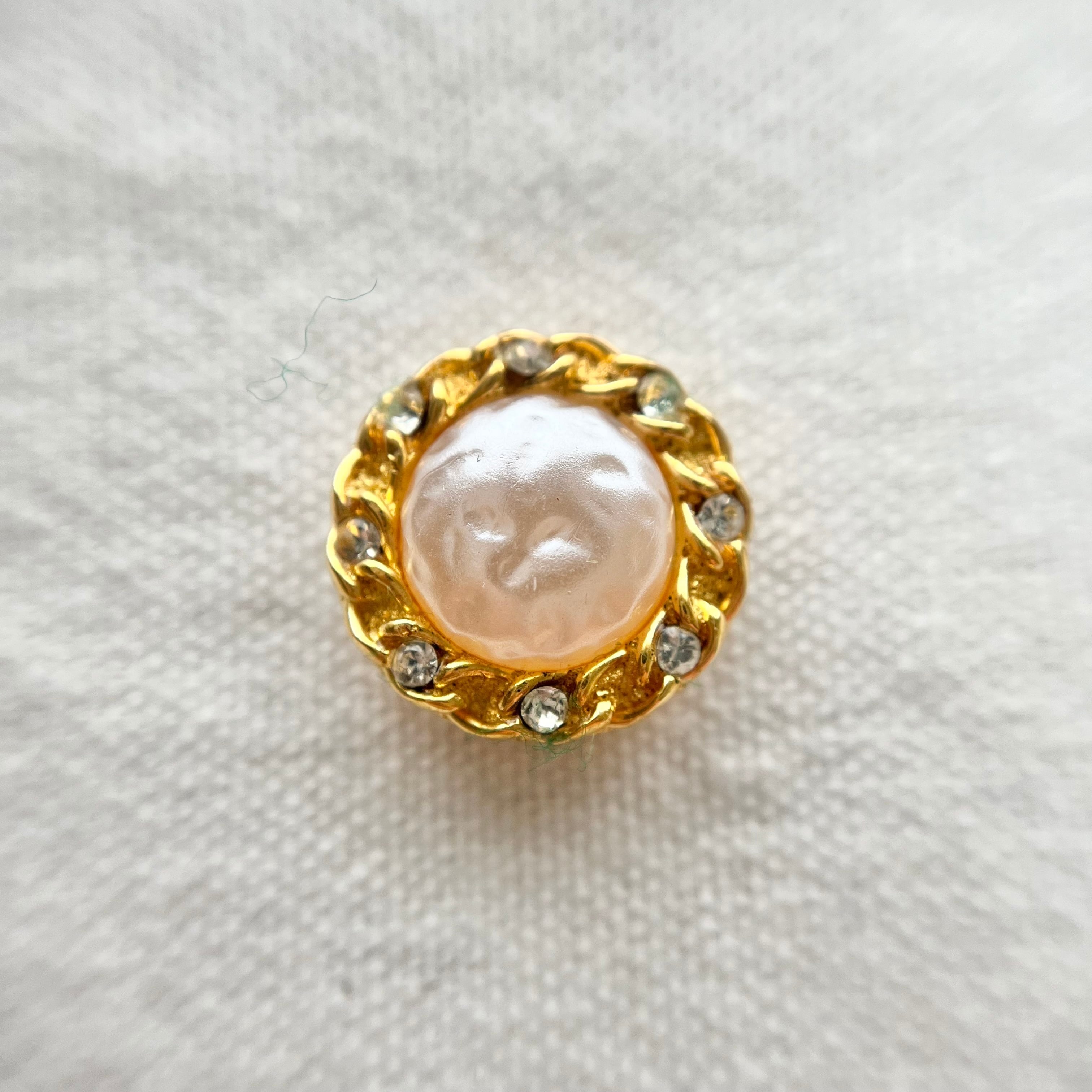 ラインストーンフレーム×ホワイトパール 18.5㎜