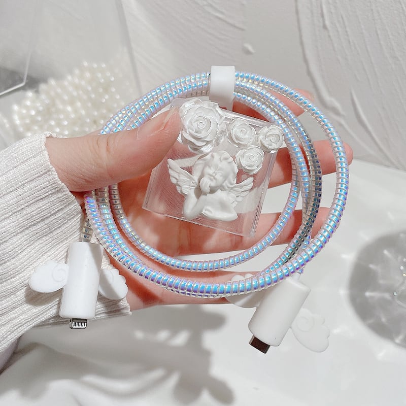 送料無料 韓国で大流行 Cuteな天使デザイン コードジュエリー Iphone用 充電ケーブル コード アダプター カバー エンジェル 可愛い ゆめかわ Lamitte Deco トレンド 韓国ファッション ショップ Base店