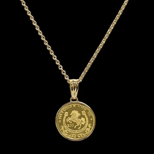 18金×24金】純金ホースコインネックレストップ 馬年 K24 K18