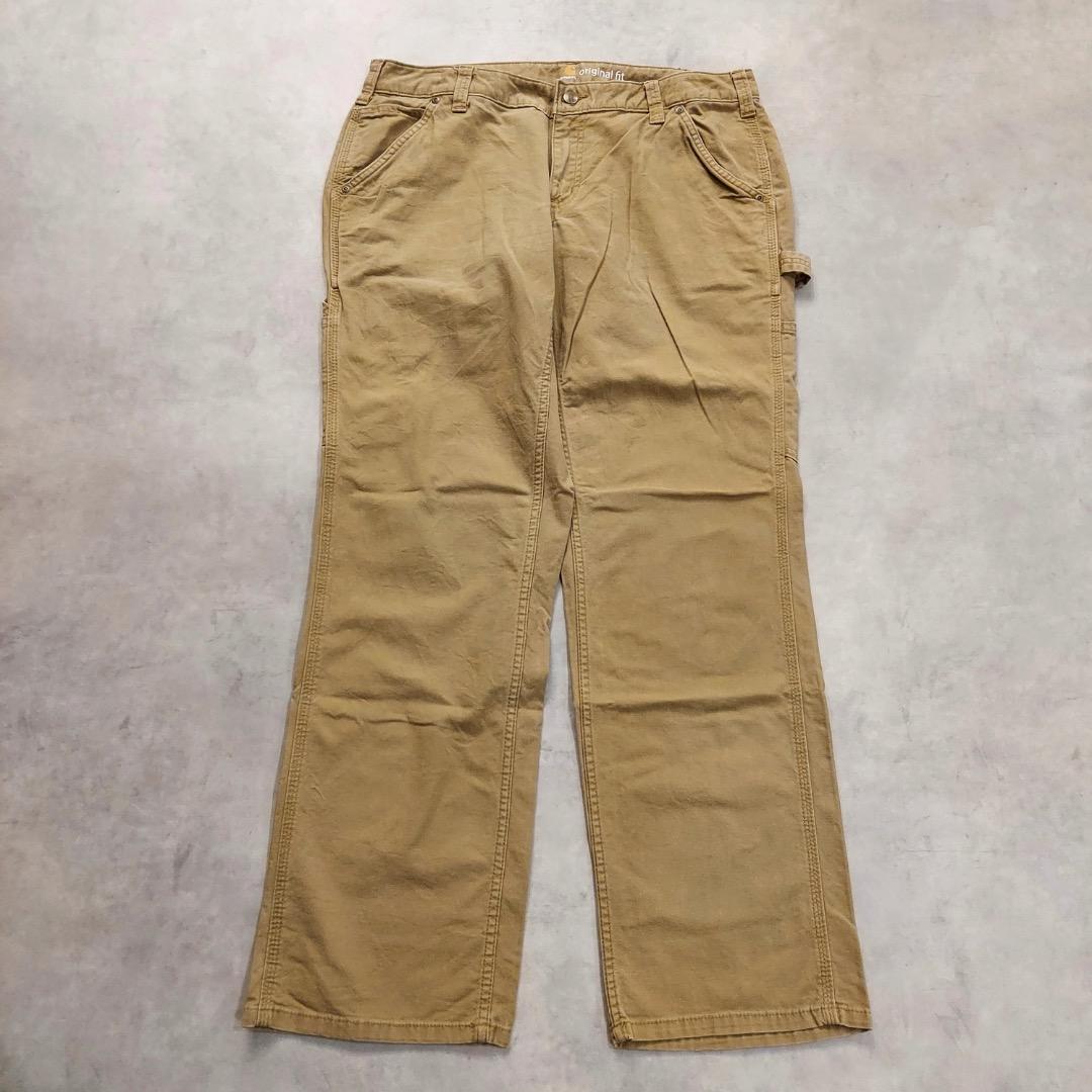 カーハート W34 ダックパンツ ペインター 古着 ボトム ベージュ 18005
