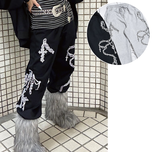 【3/20新着】クロスチェーンプリント スウェットパンツ
