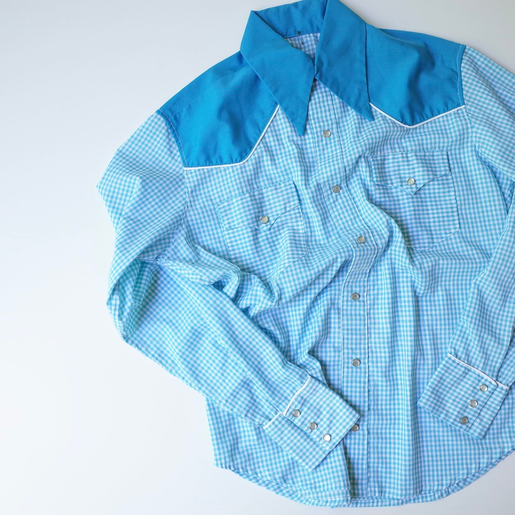 Blue checked western shirt