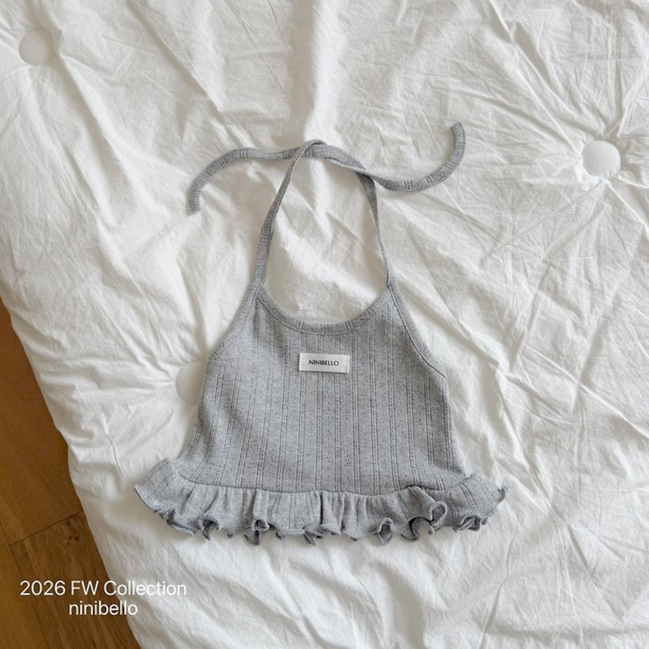 韓国子供服 / ninibello / Bibi Eyelet Halter Top  / トップ *XS~XXL*