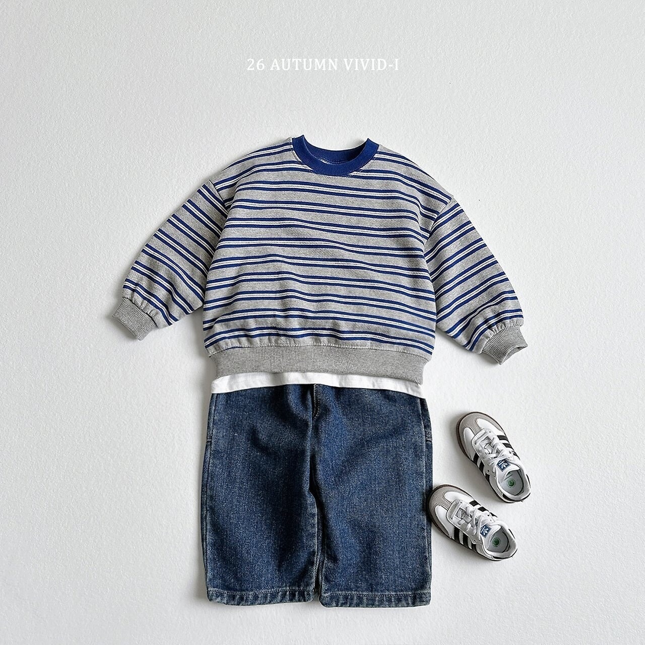 韓国子供服 / VIVID-I / 26Autumn / マルチストライプMTM / キッズ服 / ジュニア服 / 秋服 *XS~JM*
