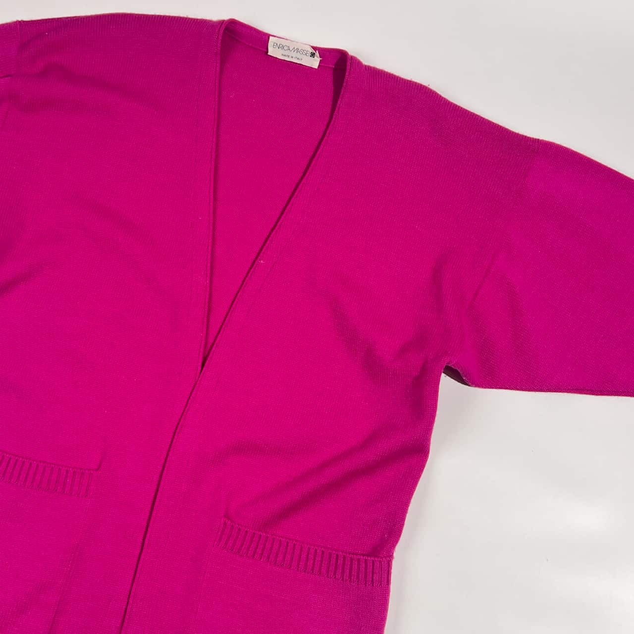 イタリア製 ENRICA MASSEI エンリカマッセイ ウール ニット カーディガン 羽織り 40/マゼンタ系 レディース