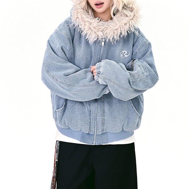 ボリュームフードジップオーバーブルゾン R01309