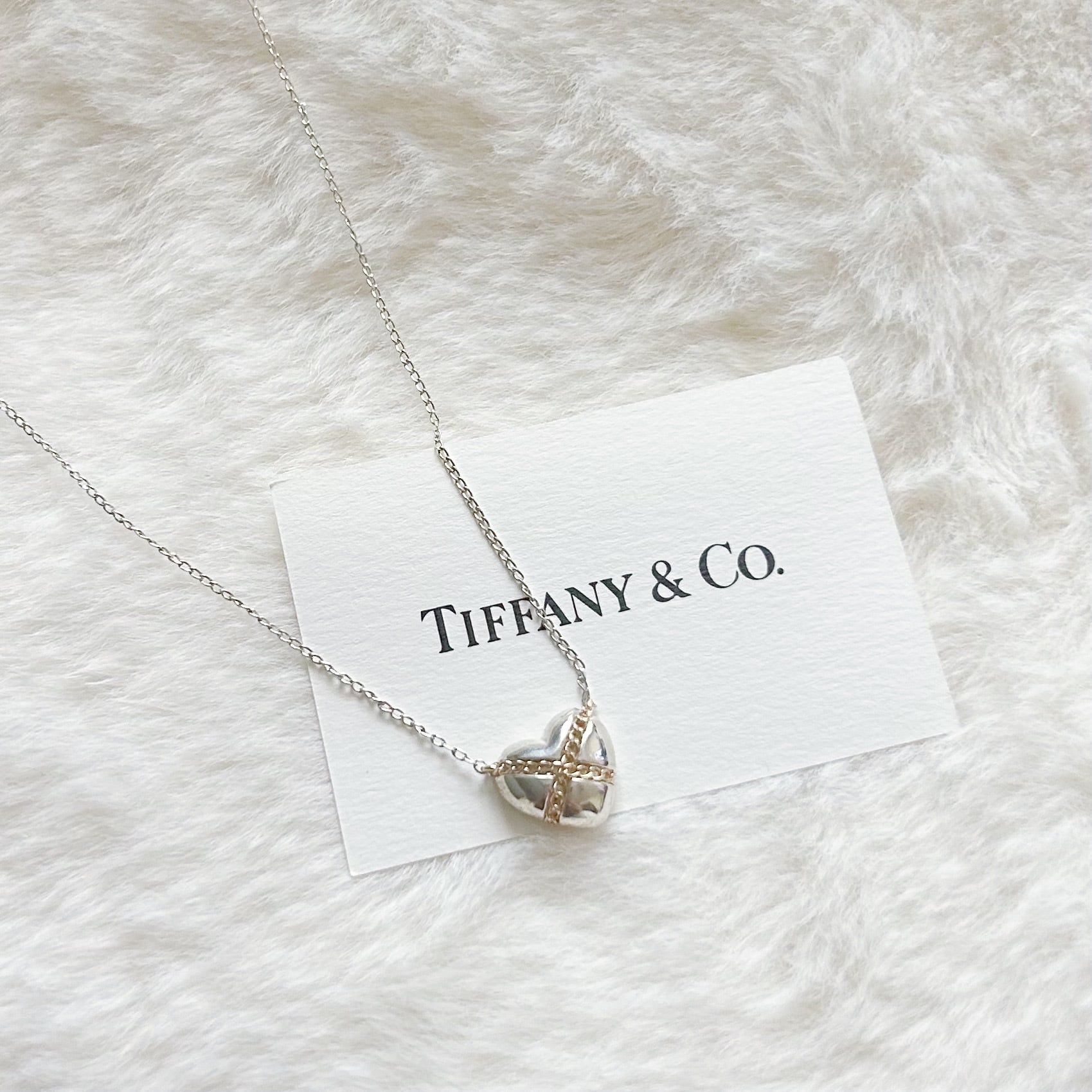 T8058】Tiffany&Co. cross heart necklace/silver925,K18/ティファニー