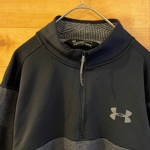 【UNDER ARMOUR】ハーフジップ プルオーバー 切替 フリース ワンポイントロゴ アメリカ古着