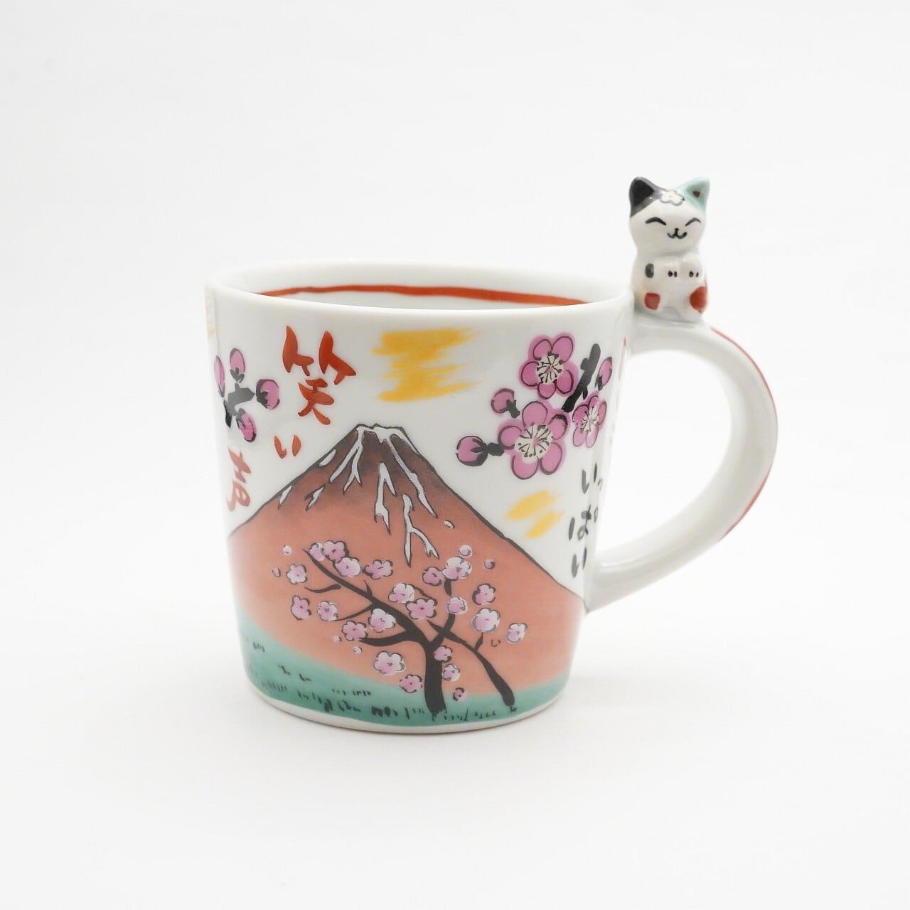 【夕立窯】江戸の旅 ねこのっけマグカップ 2-C