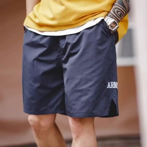 logo print straight short pants A0340
