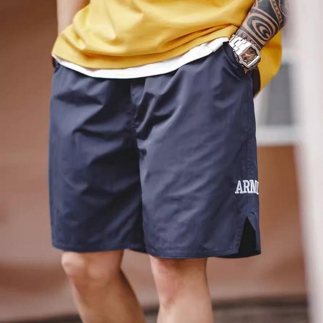 logo print straight short pants A0340