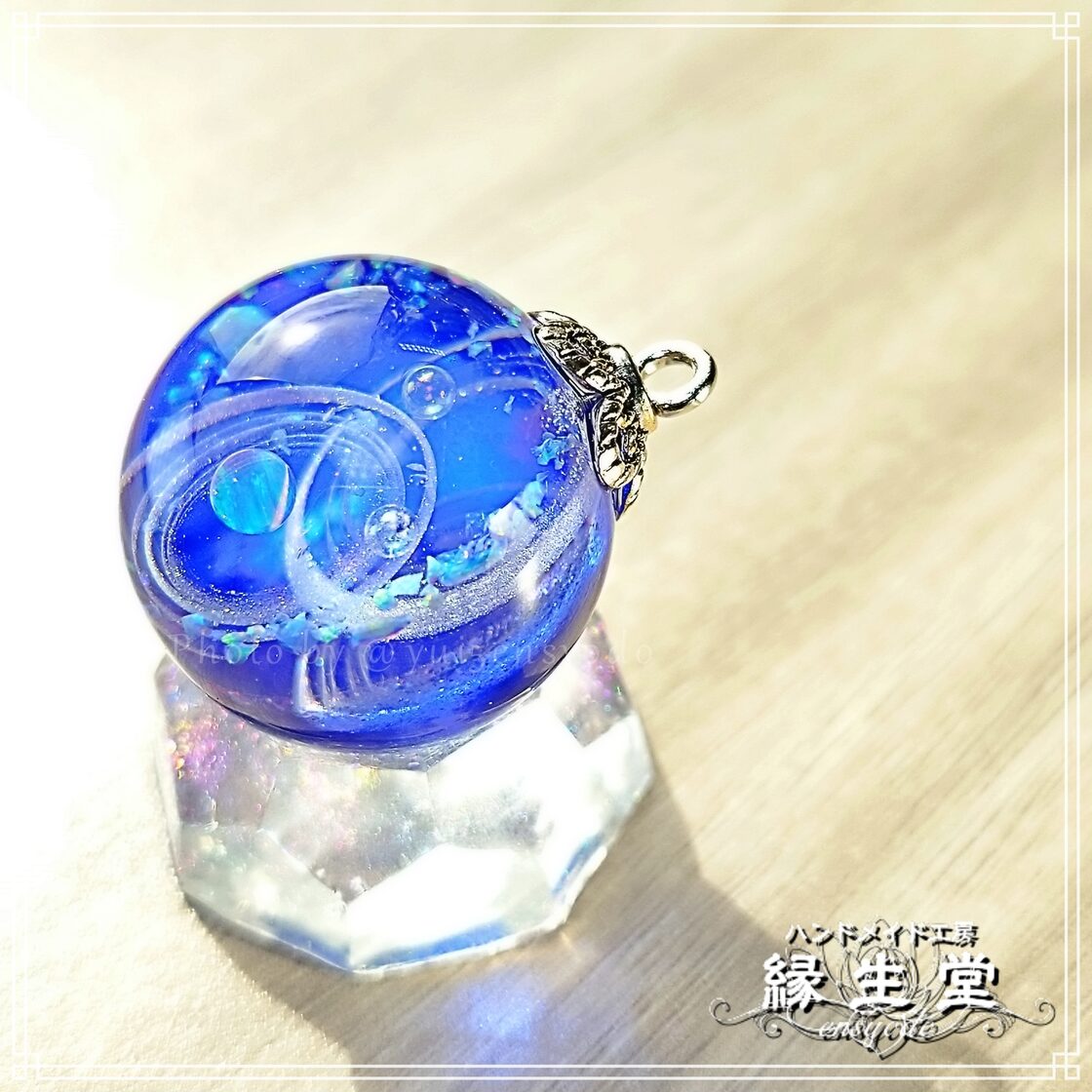 レジン宇宙玉・25mm　十二天将・蒼～天空～　ネックレス