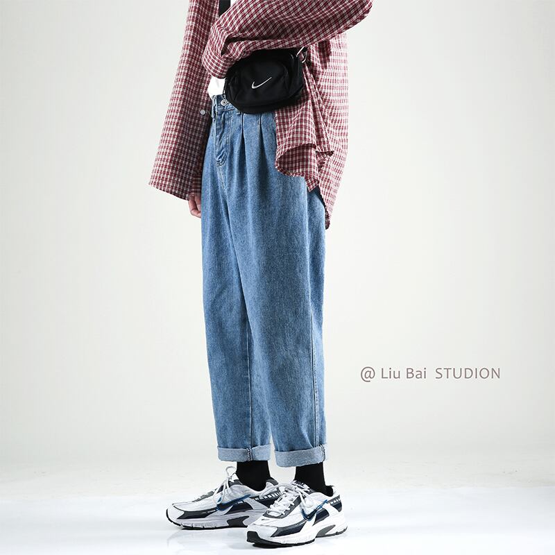 全1色 デニム パンツ ストレート カジュアル シンプル 無地