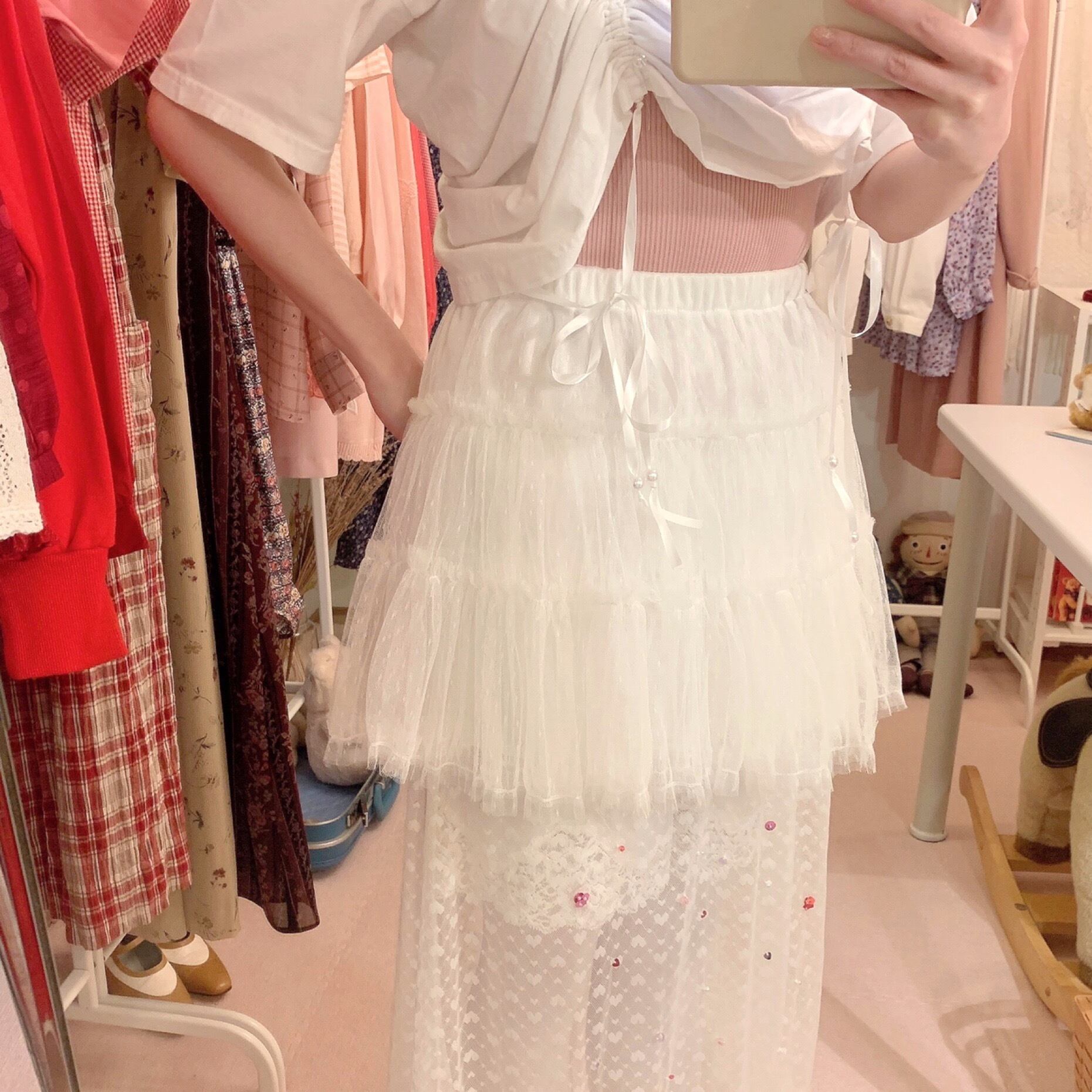 remake : invisible heart tutu lace skirt