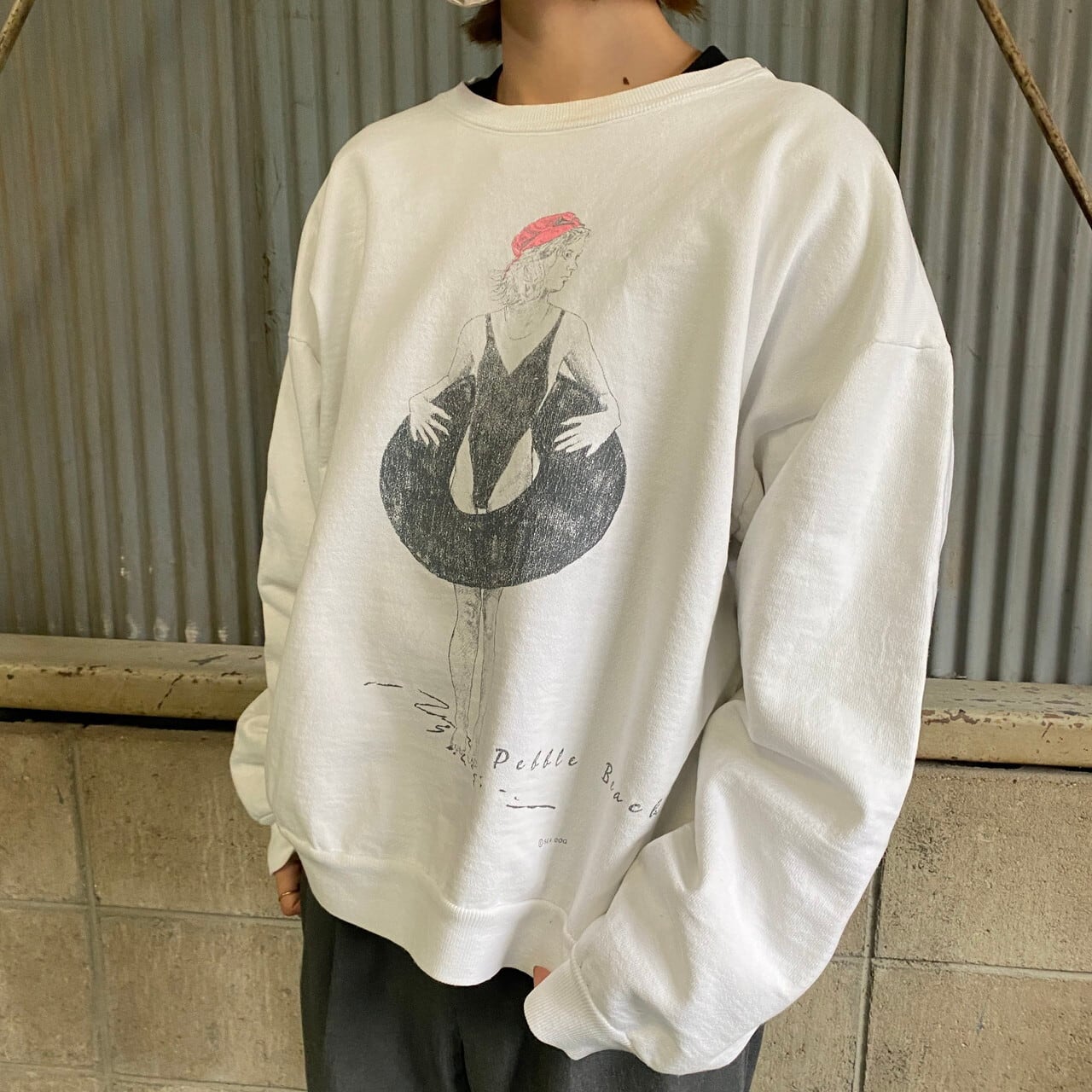 90年代 USA製 SEA DOG SPORTSWEAR アート プリントスウェット メンズM  