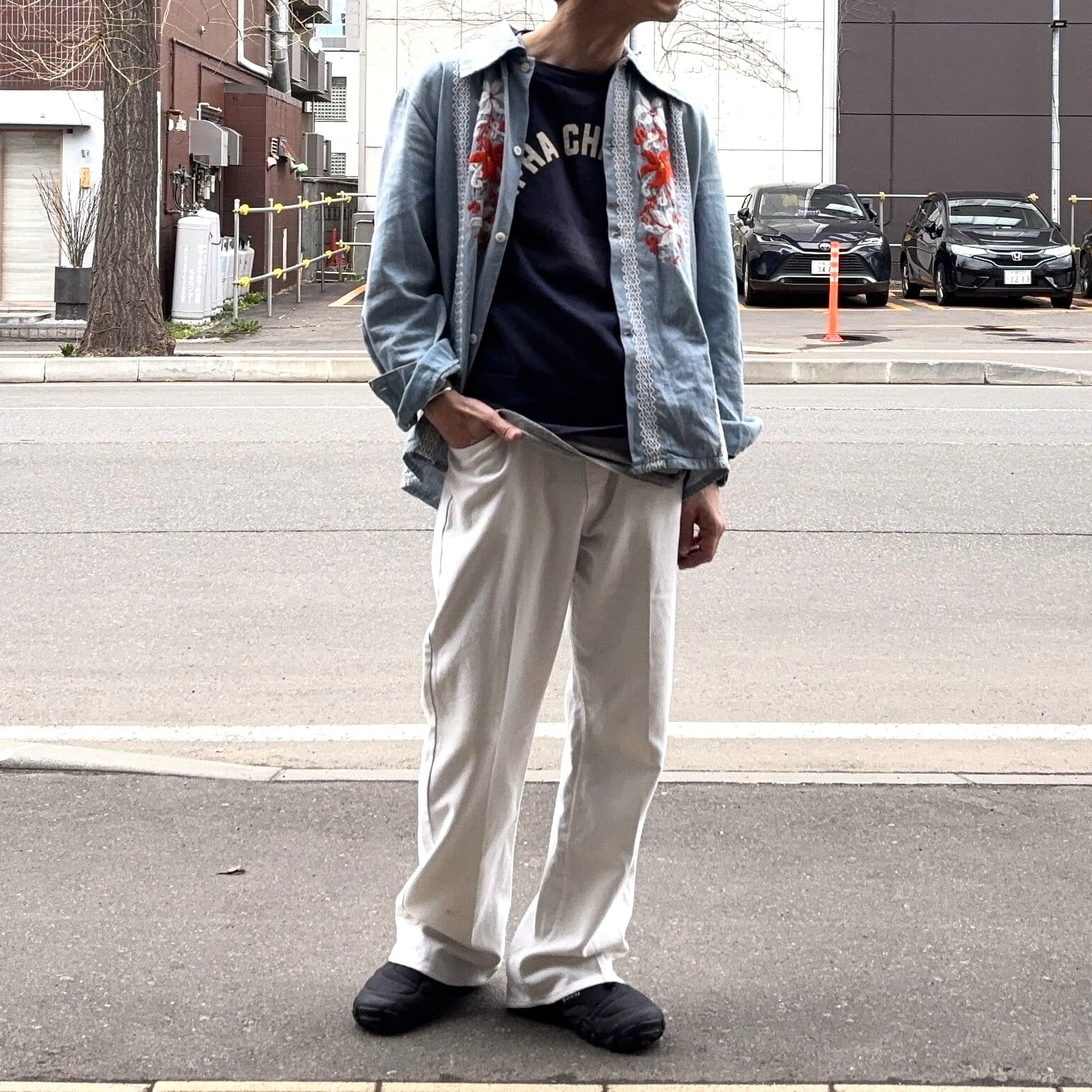 70S Levis 646 BIG E STA-PREST White【About W36 L30】 | drop by