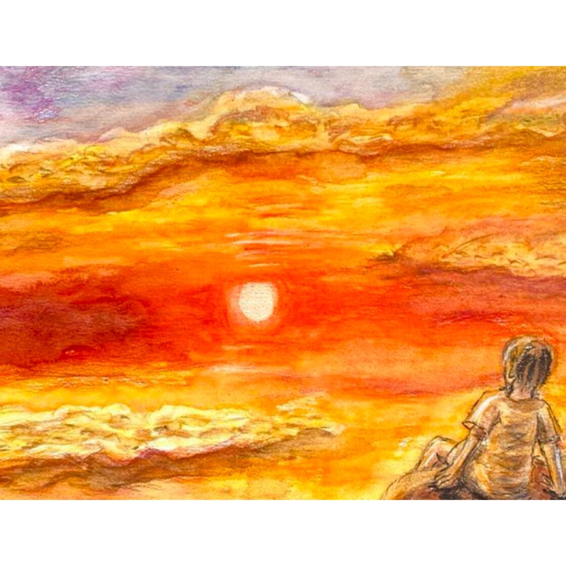 茜色、黄昏れて」水彩色鉛筆画 ☆原画1点物☆ | PAY ID