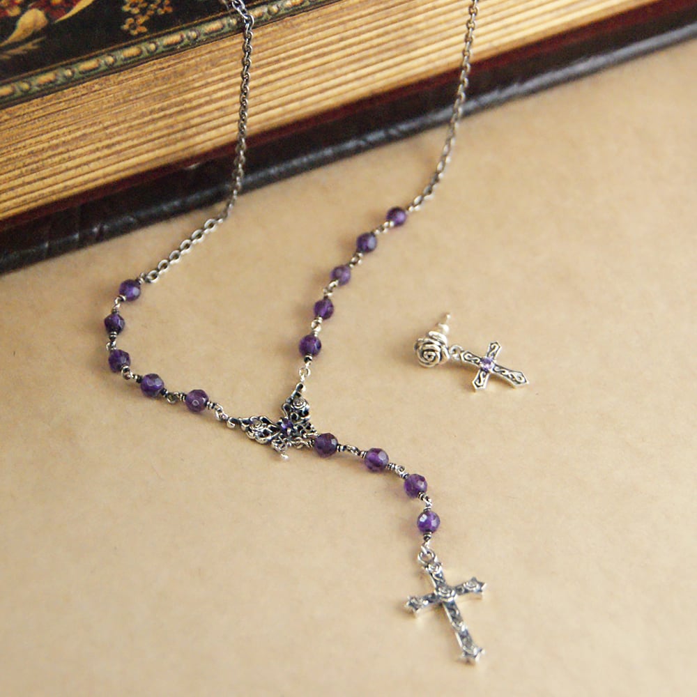 特別価格】パピヨンローズロザリオ シルバーネックレス AKP0101