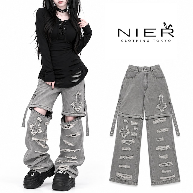 2WAY DEADLINE DENIM JEANS【GRAY】