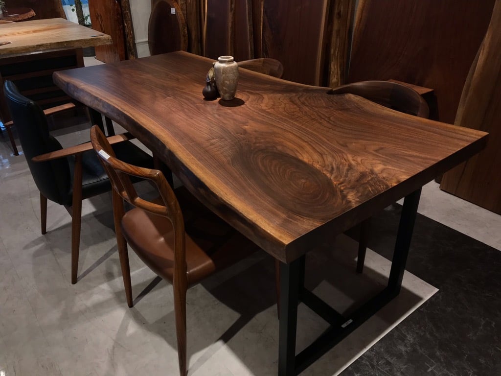 ウォールナット_1890×740-790-850×58_横浜元町店_テーブル天板/一枚板