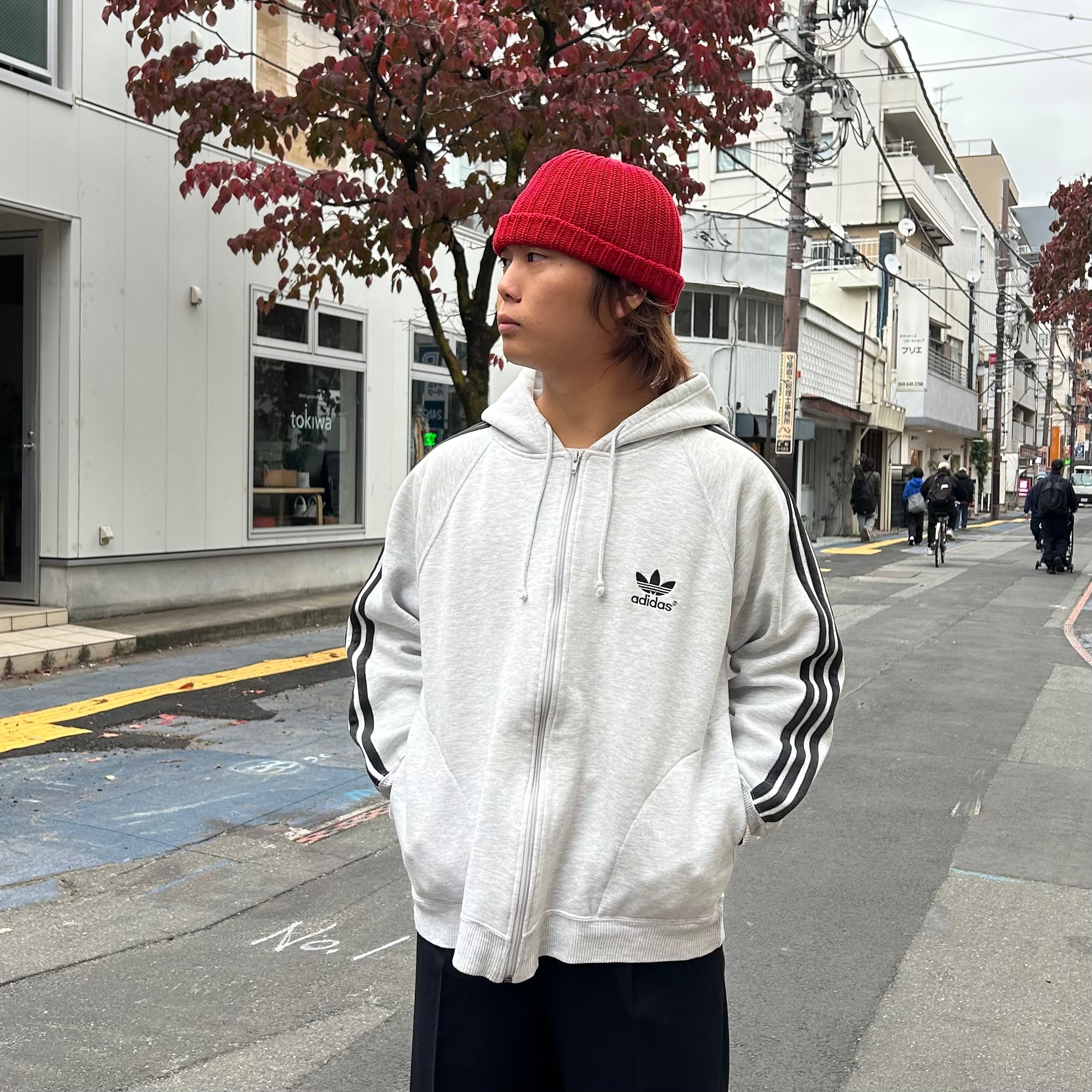 90's adidas Zip-up Sweat Parka M-L程度 / アディダス トレフォイル