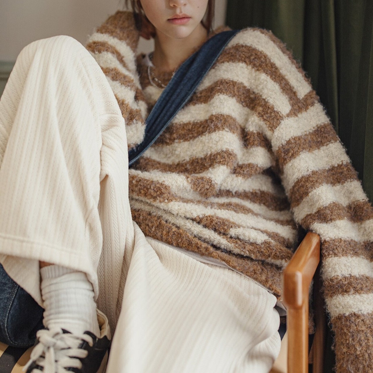 Oversize Striped Knitted Sweater / オーバーサイズ ストライプ ニット セーター