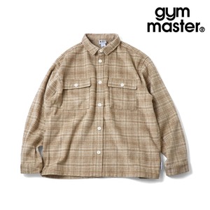 gym master ジムマスター ヘビーチェックネルシャツ ボタンシャツジャケット 厚手ネル チェックシャツ アウター メンズ 長袖 6柄展開 G833744 ナチュラル