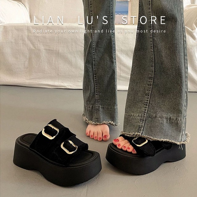 【LIANLUシリーズ】★お靴★ 2color マーチンブーツ サイズ35-40 レディース 厚底 サンダル スライドサンダル