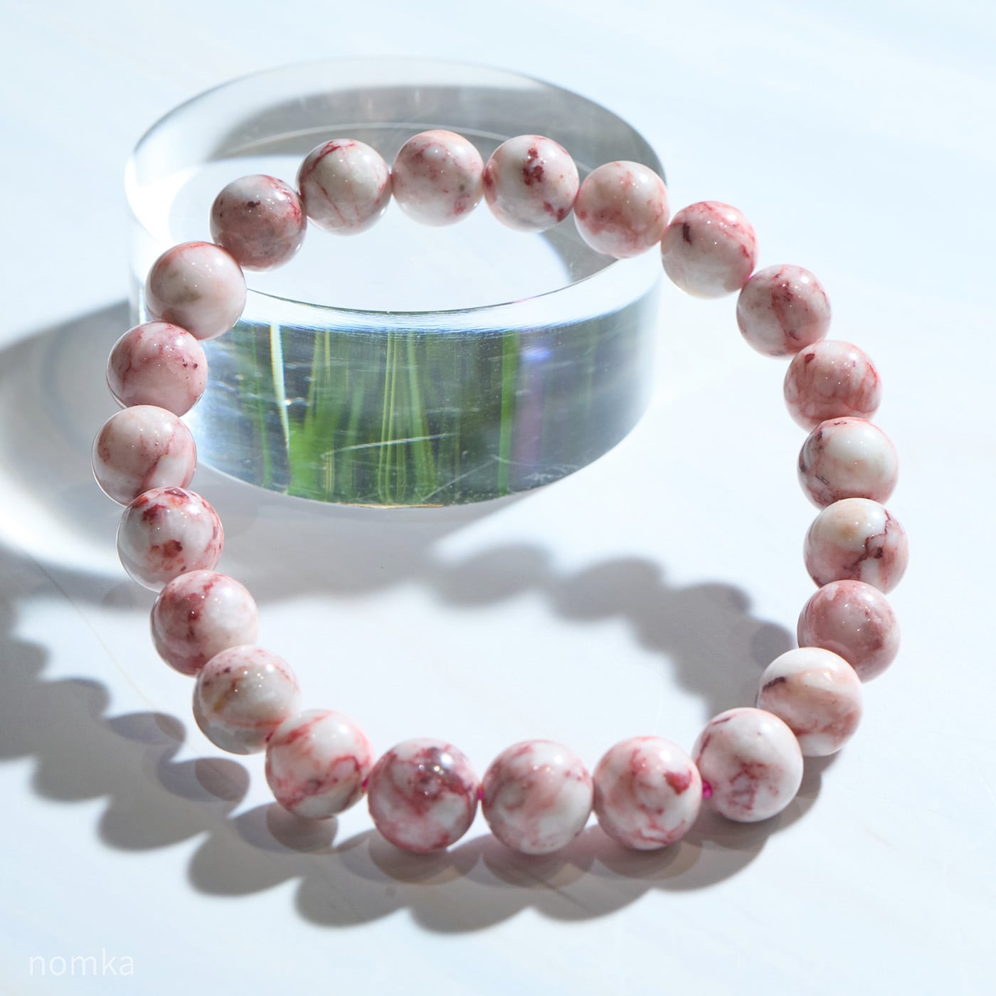 【期間限定 7/31 23:59まで】 マダガスカル産 ピンクシナバー/8mm ブレスレット nL-0003/RED