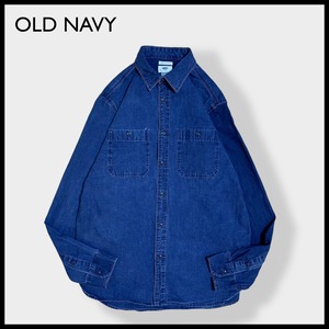 【OLD NAVY】ダンガリーシャツ コットンシャツREGTLAR FIT 長袖シャツ デニムシャツ M  オールドネイビー US古着