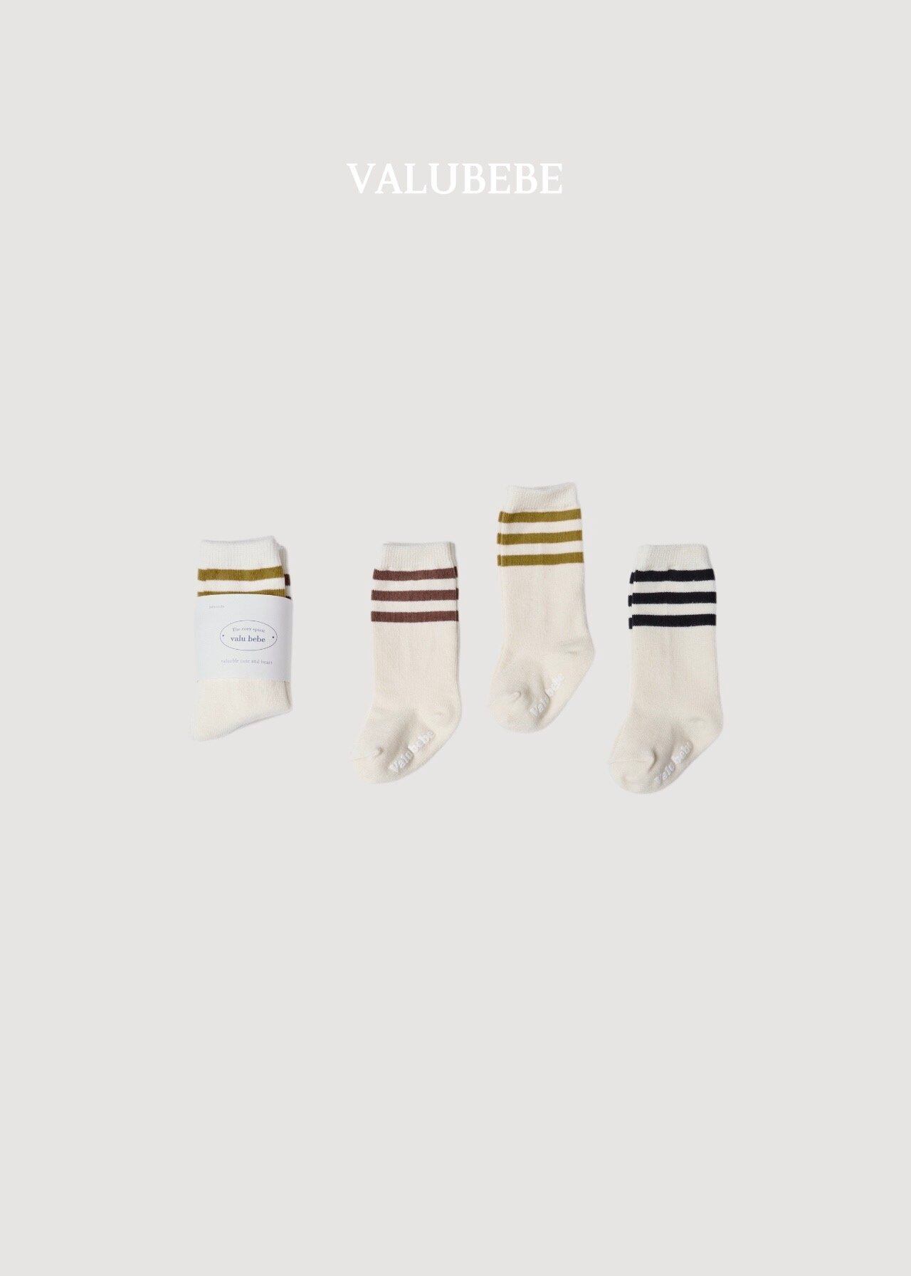送料無料【予約】/ ベーシックラインソックス(3足セット) / valubebe