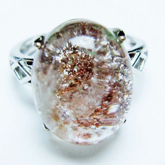 ガーデンクォーツ 指輪 ガーデン水晶 リング フリーサイズ 14号 一点物 メール便可 [M便 1/20] 115-6896