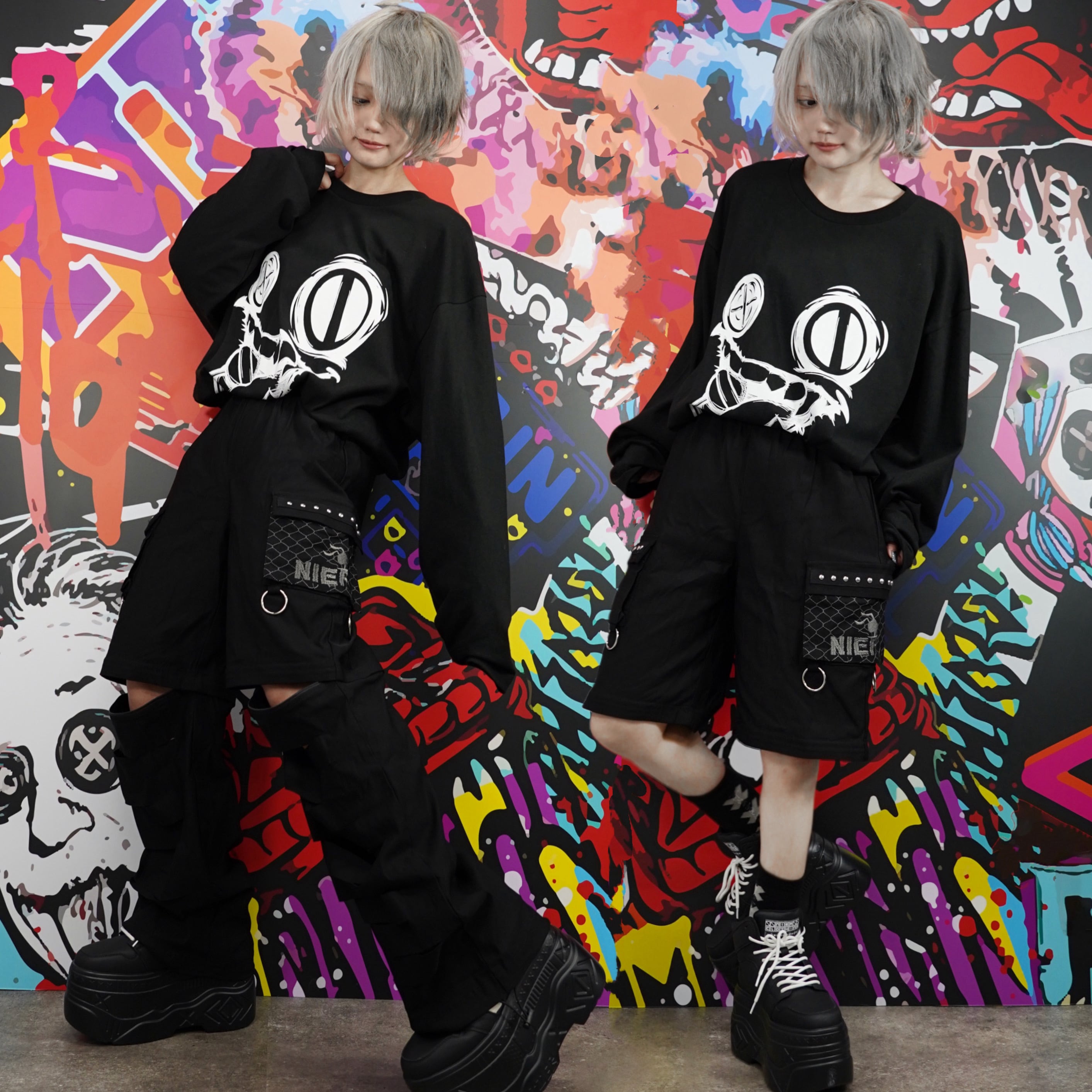 2nd day超大特価》3XL FACE BLACK LONG CUTSEW【LOLLIPOP