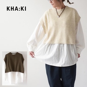 KHA:KI [カーキ] MIL VEST COMBO BLOUSE [MIL23FBL3125] ミルベストコンボブラウス・ベスト付きブラウス・ニットベスト・ブラウス・シャツ・LADY'S [2023AW]