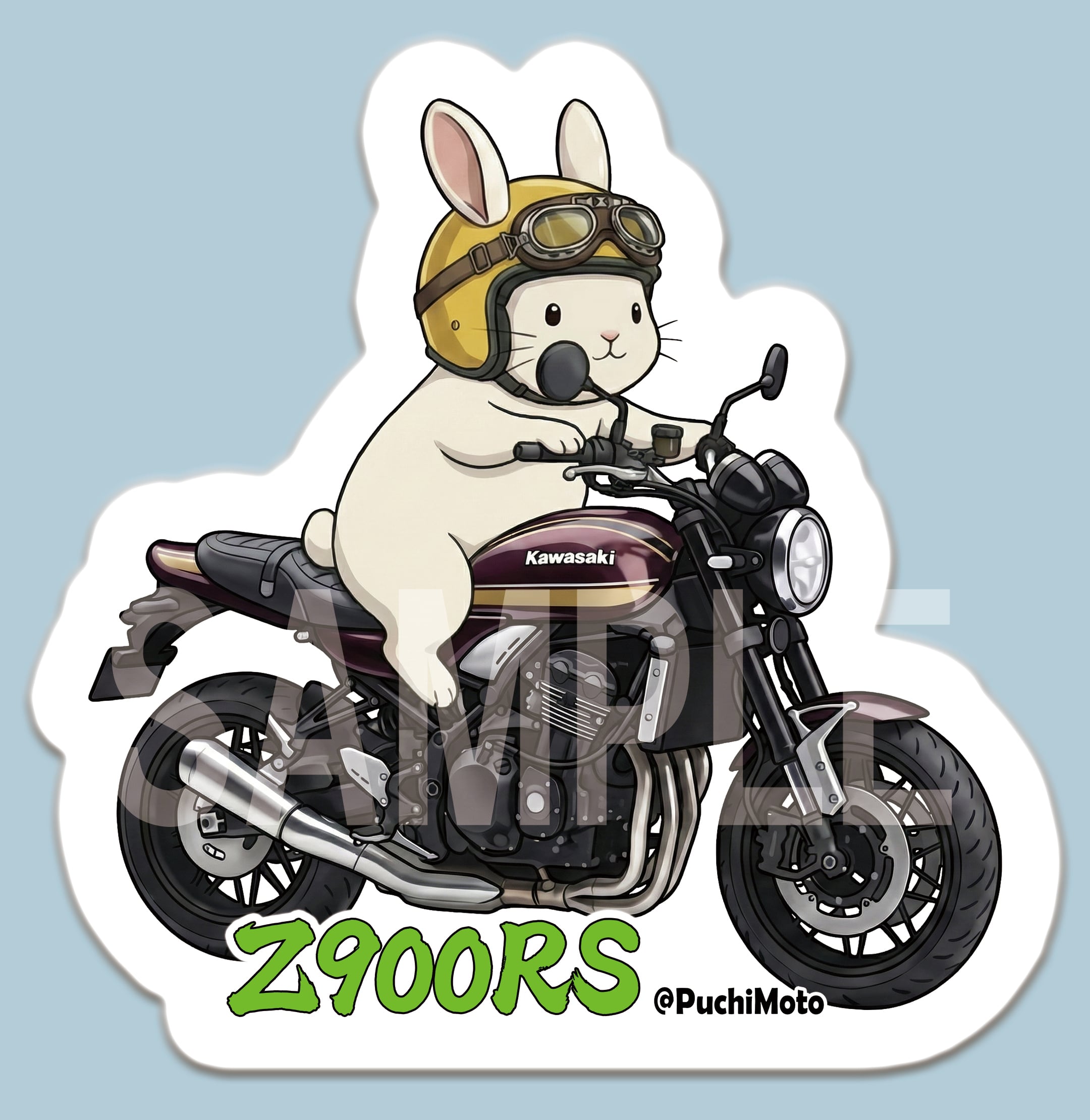 PuchiMotoステッカーM（Z900RS & 白うさぎ） | 江ノ島さくら堂 本店