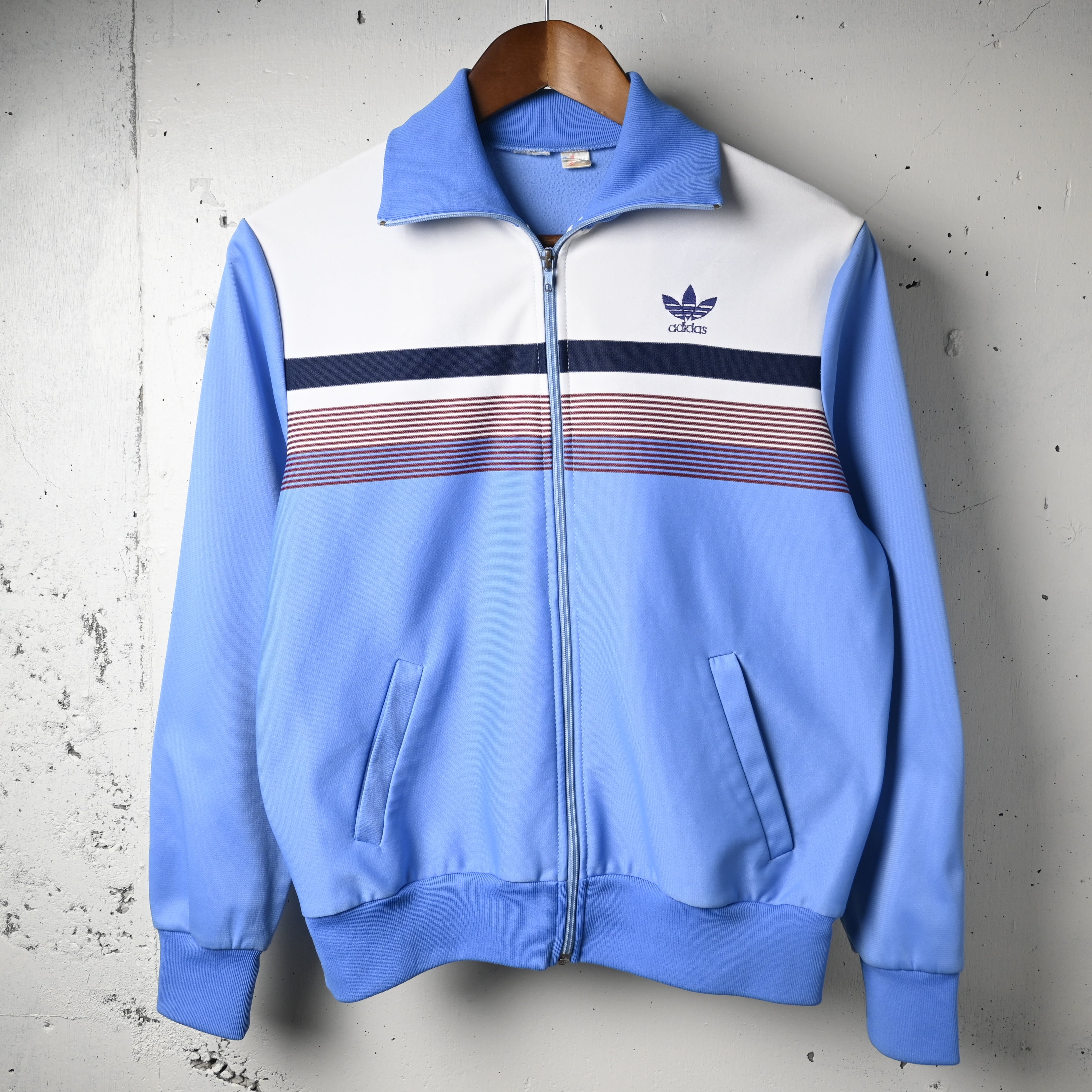 F168 ] adidas 80's Vintage Track Jacket , Sax Blue | 広島古着屋