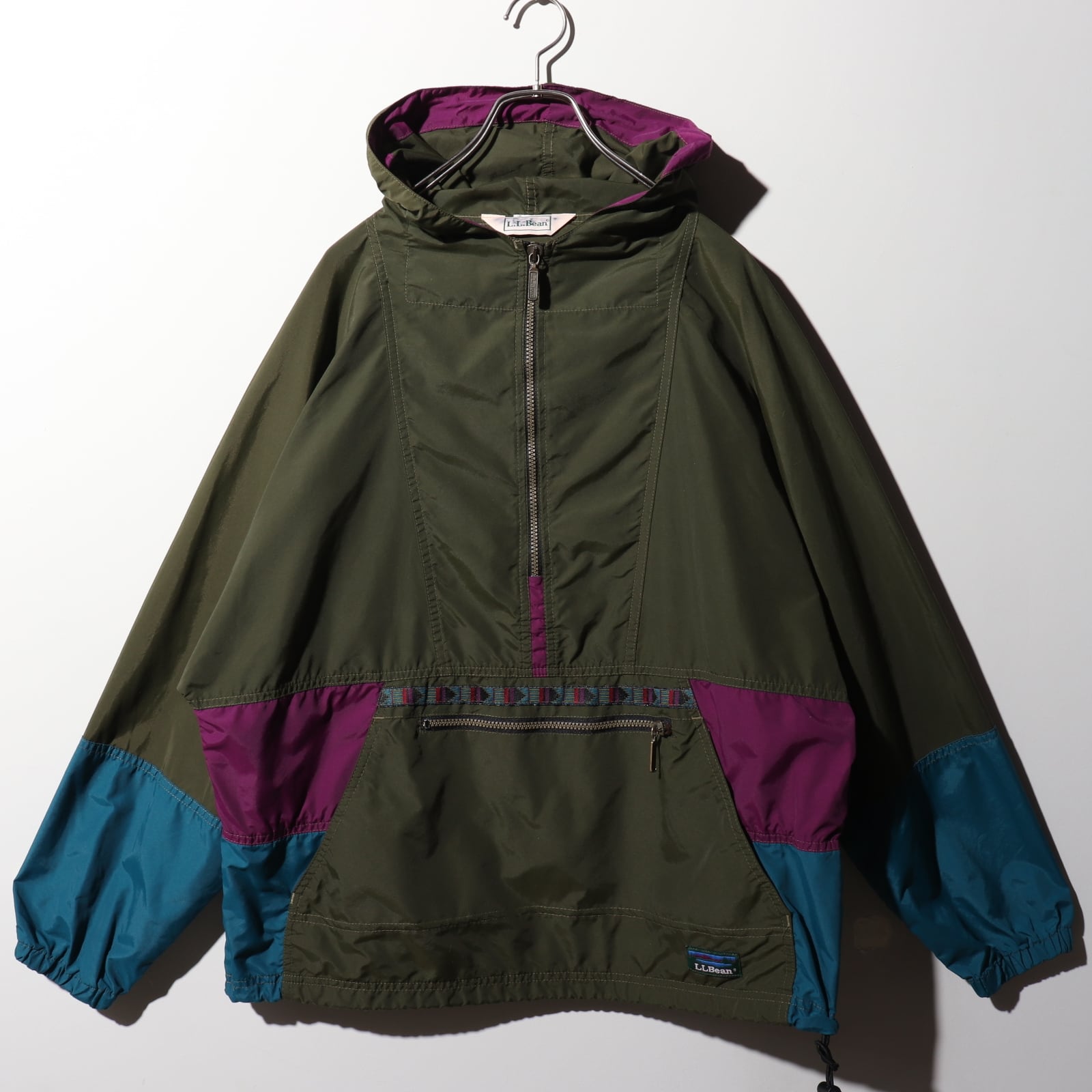美品 L 80s 90s L.L.Bean アノラックパーカー 旧ロゴ 三角タグ ハーフ  