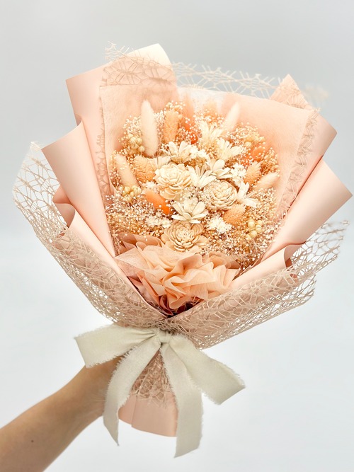 ドライフラワー花束(杏色)　□Мサイズ　【定番商品】 画像