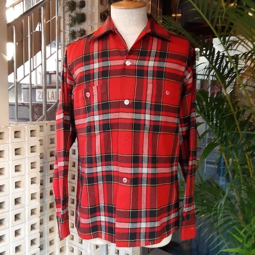 50~60's "TOWNCRAFT" Open collar wool shirt / 50~60年代 "タウンクラフト" 開襟ウールシャツ