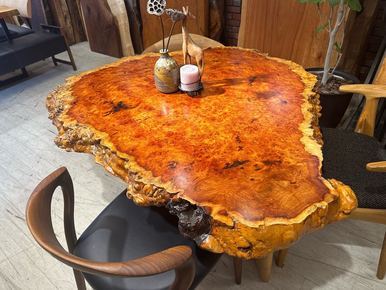 リメイク品・輪切り】花梨（カリン）_1220×980×68_新宿店_テーブル天板