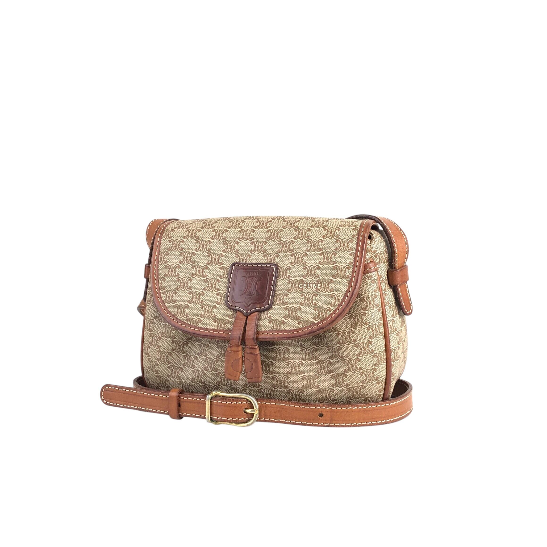 CELINE セリーヌ マカダム ショルダーバッグ ベージュ ブラゾン型押し