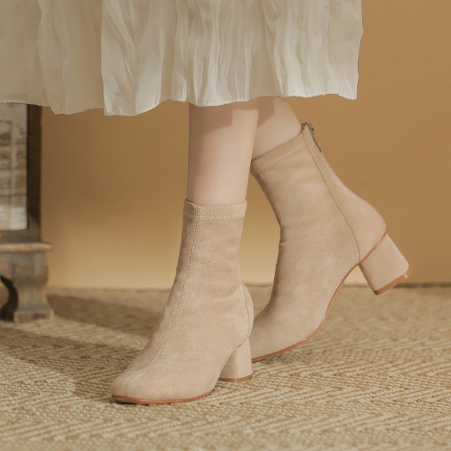 ブロックヒールショートブーツ Me1599