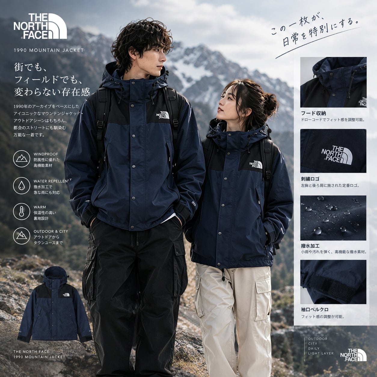 GORE-TEX】ノースフェイス マウンテンジャケット 防水 透湿 軽量
